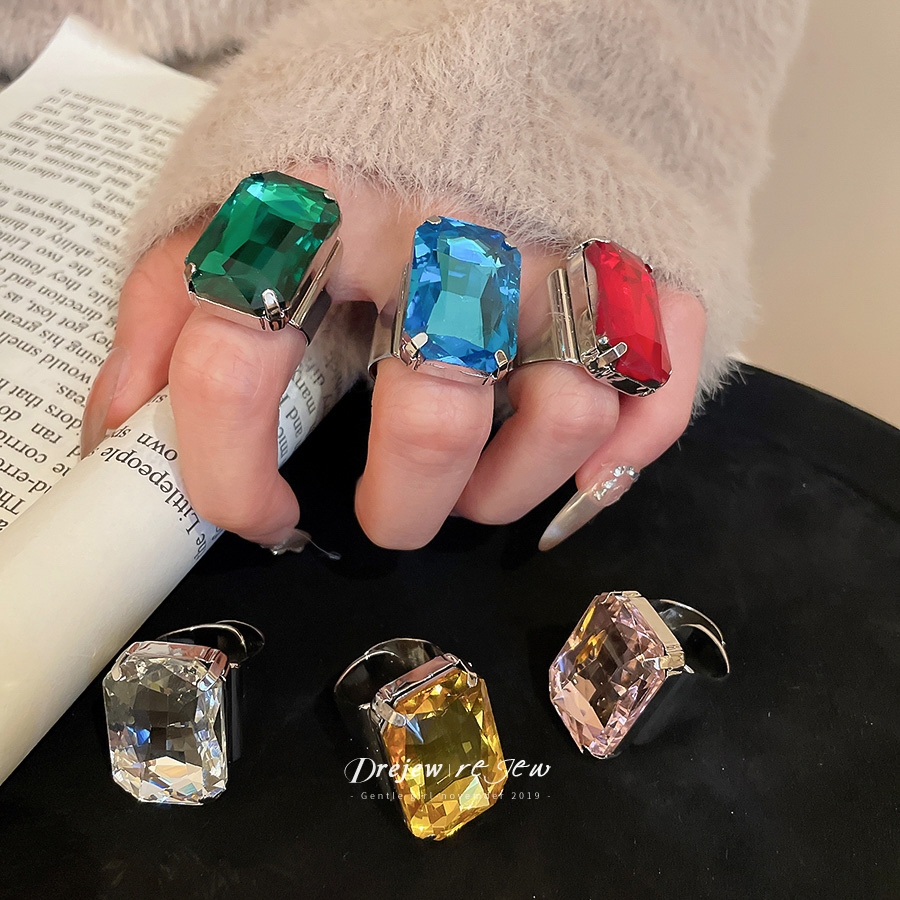 ชุดแหวนคริสตัลสีหลากหลาย Dreejew สำหรับผู้หญิง ออกแบบบولد สไตล์เงิน พร้อมเป็นของขวัญพิเศษ