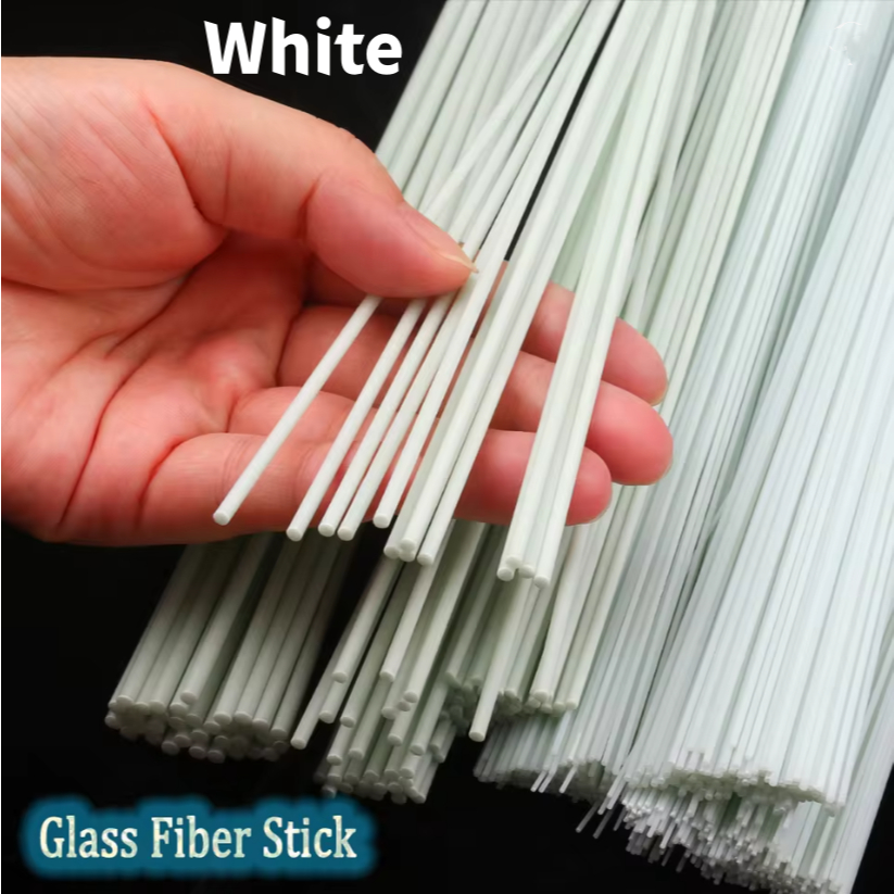 สีขาวไฟเบอร์กลาส Sticks แก้ว OD1-15 มม.ความร้อนและ Frost Resistance Fiber Rod Solid ไฟเบอร์กลาสบาร์สําหรับตกปลาลอยหาง Jig Hook Fishing Lure เหยื่ออุปกรณ์เสริม Length1000 มม.-1/2 ชิ้น