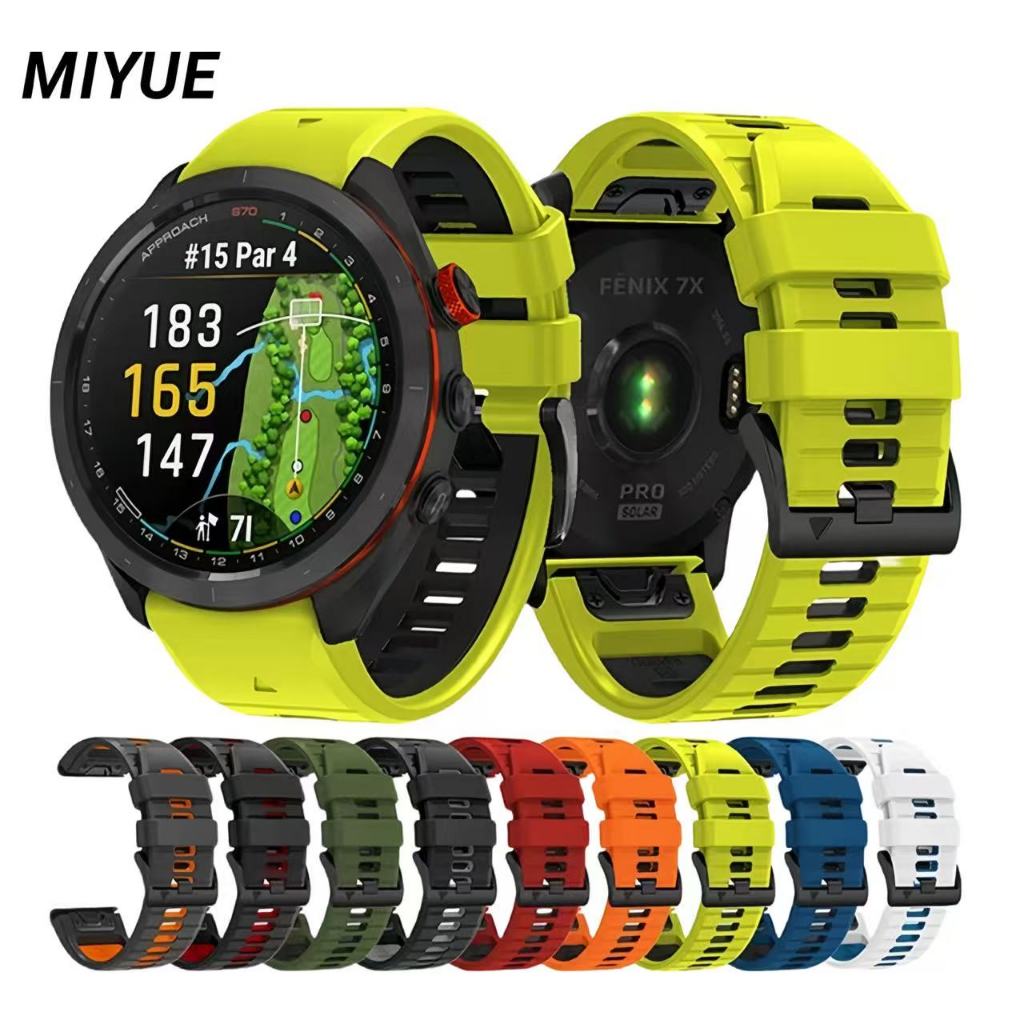 สองสีสําหรับ Garmin Fenix E/8/7X/6X/Tactix8/7 สายนาฬิกา Forerunner 970/965/955/265 Quick Release ซิลิโคนสําหรับ Instinct 3/2X เปลี่ยนสร้อยข้อมือ Garmin นาฬิกาสายรัดข้อมือ