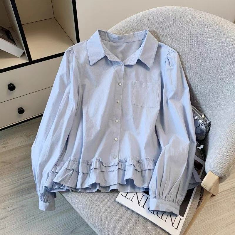 เสื้อแขนยาวสไตล์เกาหลีสำหรับผู้หญิง ออกแบบให้สวมใส่ง่ายและนุ่มสบาย