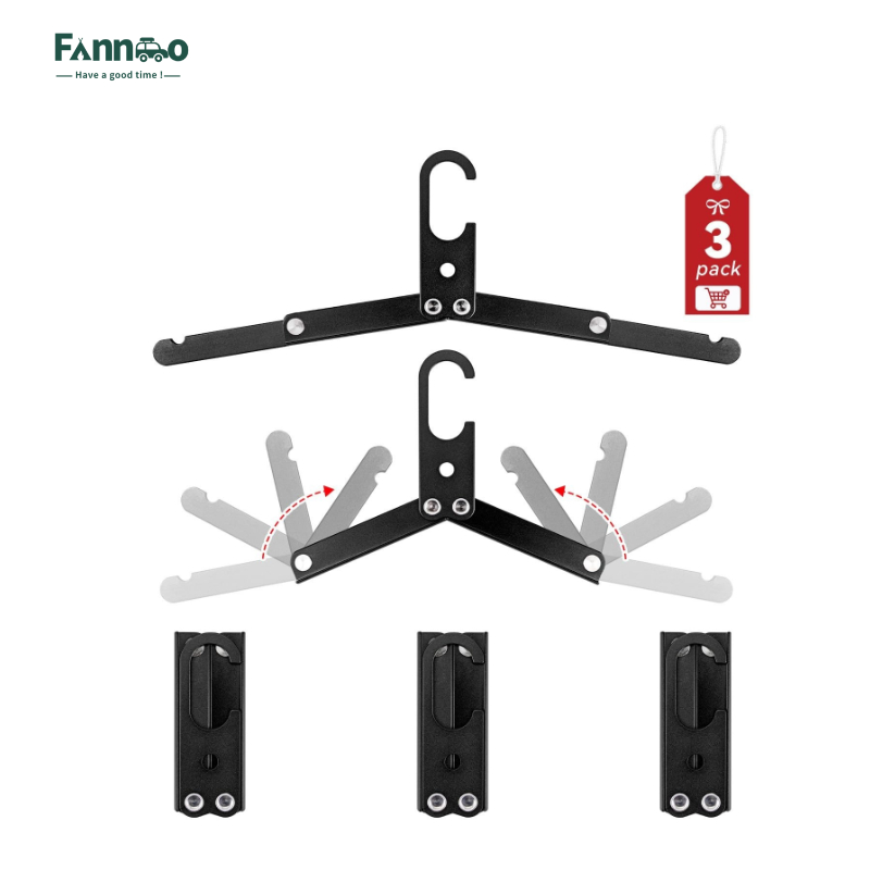 ราวแขวนผ้าไม้พับได้ FannGo ชุด 1/3 สีดำ รุ่นแข็งแรงทนทาน เหมาะสำหรับแขวนของหนัก ประหยัดพื้นที่ ใช้ได้กับการตั้งแคมป์ เรือสำราญ โรงแรม และการจัดเก็บเสื้อผ้าที่บ้าน