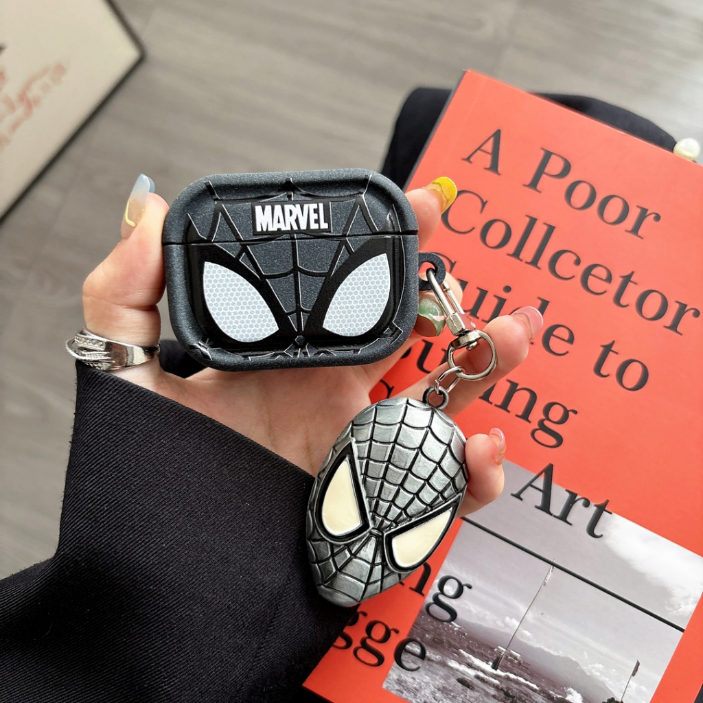 สําหรับ AirPods Pro 3/Pro 2/Pro/1 2 3 4 ANC กรณี Spider-Man Marvel สีดํากันกระแทกฝาครอบป้องกัน - รูปที่ 2