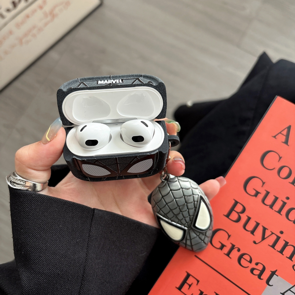 สําหรับ AirPods Pro 3/Pro 2/Pro/1 2 3 4 ANC กรณี Spider-Man Marvel สีดํากันกระแทกฝาครอบป้องกัน - รูปที่ 4