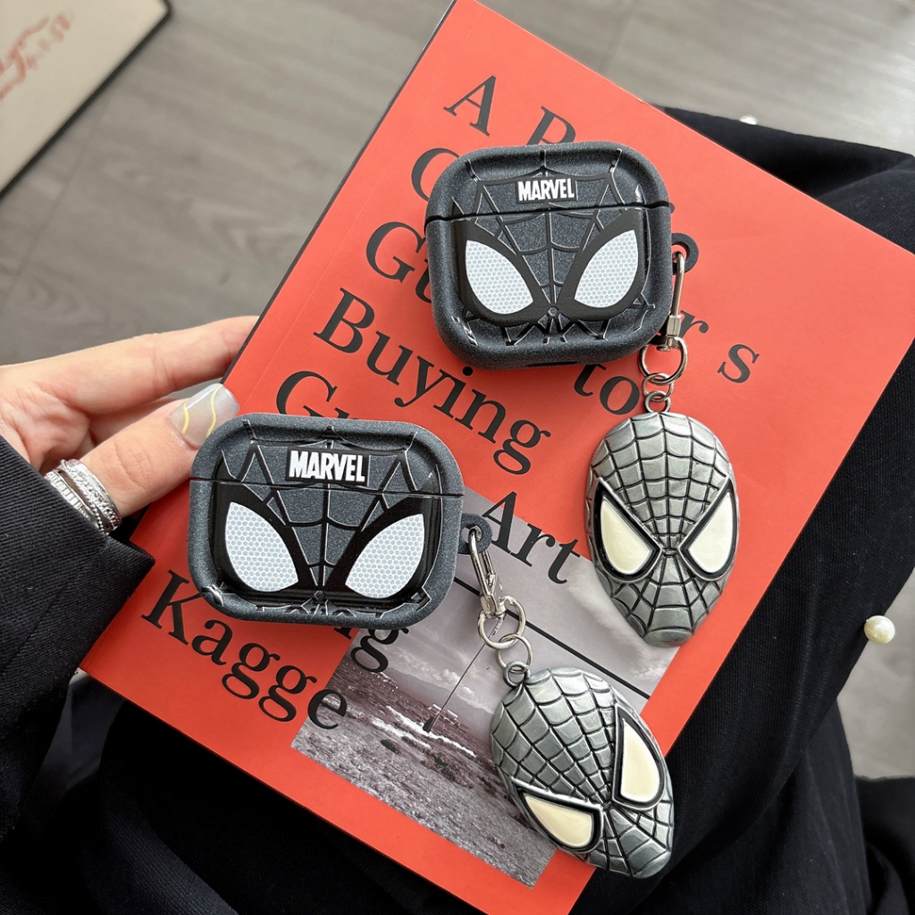 สําหรับ AirPods Pro 3/Pro 2/Pro/1 2 3 4 ANC กรณี Spider-Man Marvel สีดํากันกระแทกฝาครอบป้องกัน - รูปที่ 5