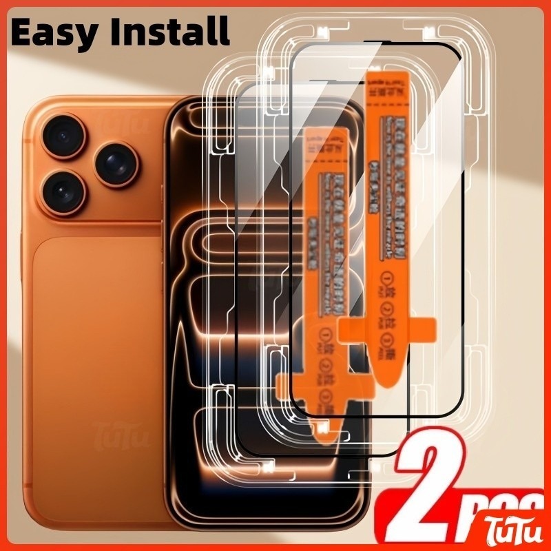 TuTu สําหรับ iPhone 17 Pro Max 17air ติดตั้งง่ายป้องกันหน้าจอฝุ่นฟรีกระจกนิรภัย HD กระจกใสสําหรับ iPhone 16 Pro Max 17pro