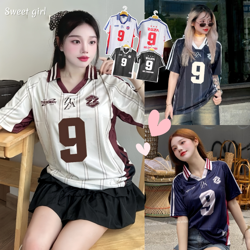 💙ส่งไวจากไทย🤍ZUZA 9 JERSEY Collection l เสื้อโปโลคอปก แขนสั้น คอวี ยูนิเซ็กส์ ผ้านุ่มลื่น สวมใส่สบาย