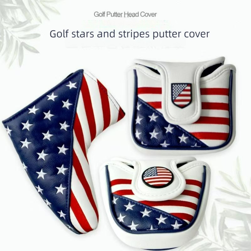 ฝาครอบพัตเตอร์กอล์ฟแบบปิดแม่เหล็กจาก USA ดีไซน์ Stars & Stripes ทำจากPU กันน้ำ มีให้เลือกหลายทรง