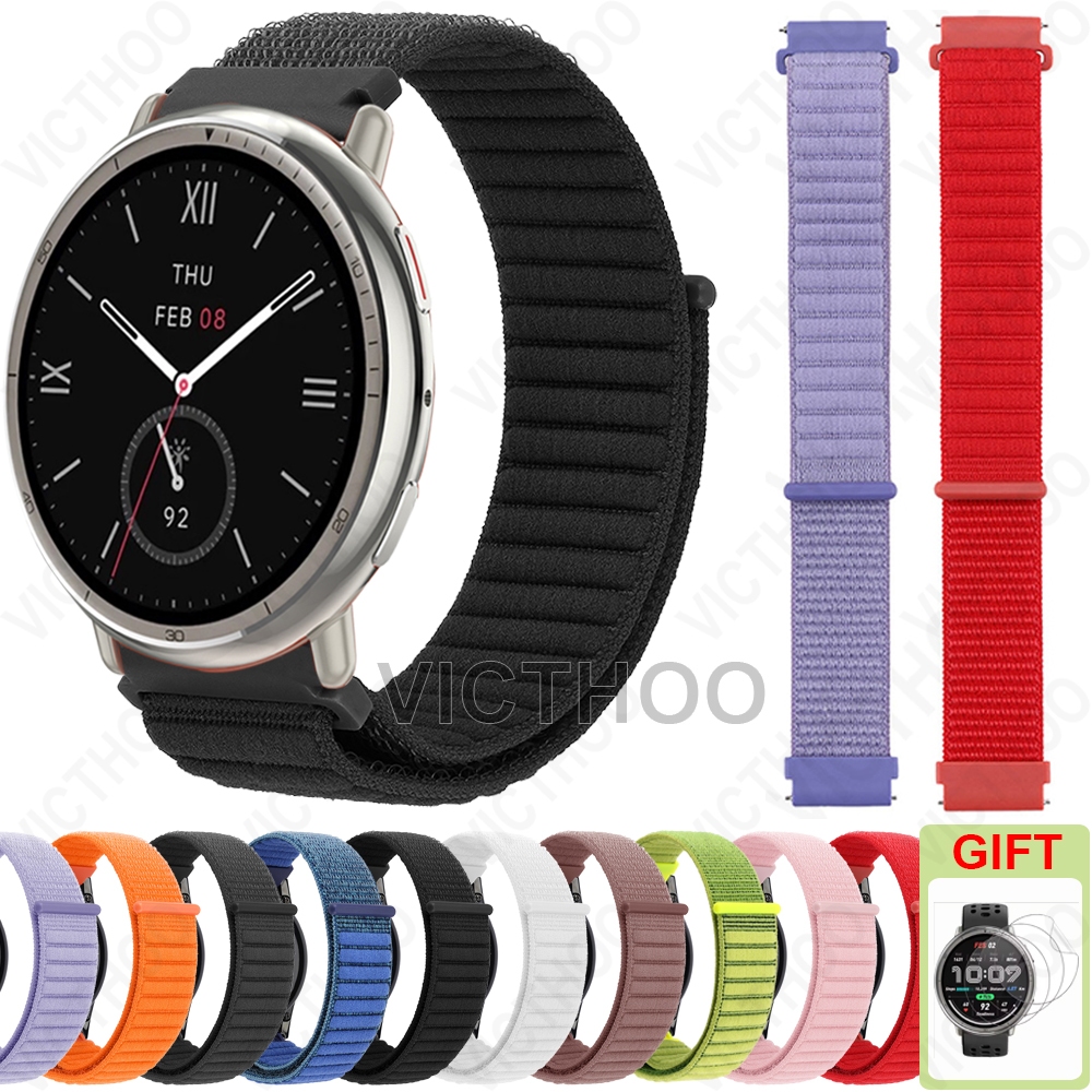 อุปกรณ์เสริมสายรัดสปอร์ตแบบห่วงระบายอากาศไนลอนสําหรับ Amazfit Active 2 / Active 2 Square