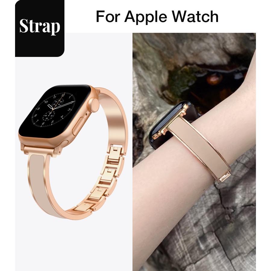 สุภาพสตรีแฟชั่นบางโลหะอารมณ์สร้อยข้อมือเหมาะสําหรับ Apple Watch S11 SE3 Ultra3 S10 S9 S8 SE S7 S6 Ultra 49 มม.46 มม.42 มม.44 มม.41 มม.45 มม.สายรัดข้อมือ