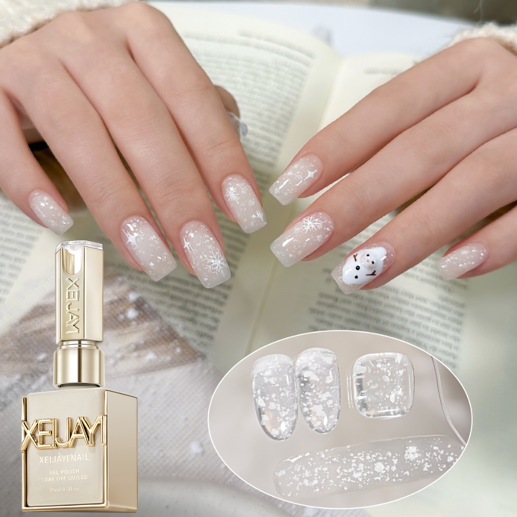 XEIJAYI 15nlสีโปร่งใสใหม่เจลเปลือกไข่เคลือบเล็บยาวนานเหมาะสําหรับใช้ในร้านเล็บ