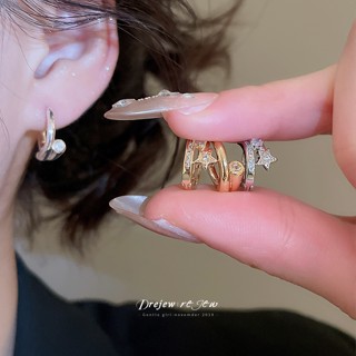 ต่างหูแฟชั่นสำหรับผู้หญิง สีทองและเงิน ทรงเรขาคณิต พร้อมลายล…