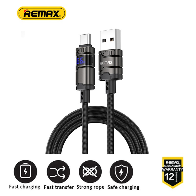 REMAX C01 สายชาร์จ 3A/30W/100W ชาร์จเร็ว 1.2M สังกะสีอัลลอยด์จอแสดงผลดิจิตอลสายถัก ราคาถูก Shopee Lazada