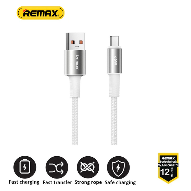 Remax RC-C099 A-C/RC-C100 C-C Fast เติมสายอลูมิเนียม 1.2M 66W/30W