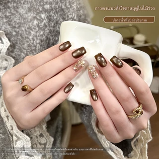 XEIJAYI - ยาทาเล็บเจลลายตาแมวสีน้ำตาลคาราเมลดีไซน์ใหม่ ติดทนนาน เหมาะสำหรับใช้ในร้าน