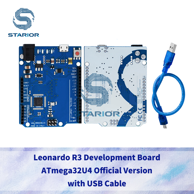 กระดานพัฒนา Leonardo R3 ATmega32U4 เวอร์ชันอย่างเป็นทางการพร้อมสาย USB