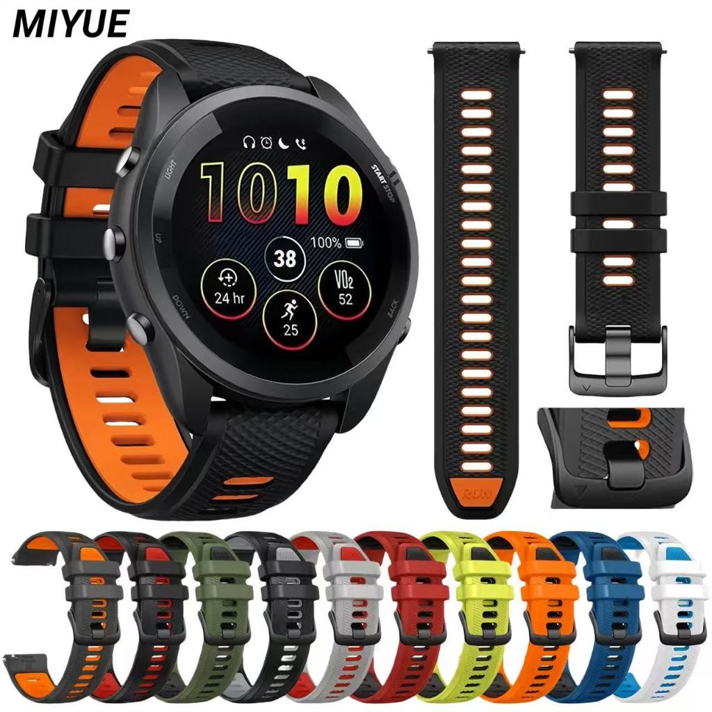 สายซิลิโคนสําหรับผู้เบิกทาง Garmin 265/255/745/570 47 มม.สองสีสําหรับ Garmin vivoactive 5/4/3/Venu 4 45 มม./3/2 สร้อยข้อมือ Garmin Watch สายรัดข้อมือ
