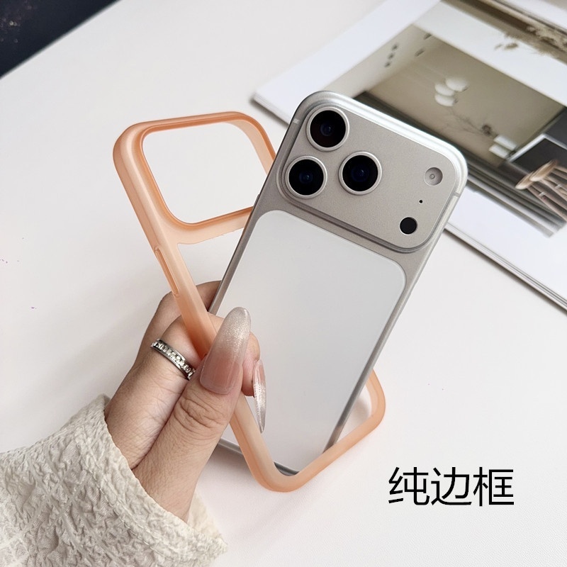 Frosted Misty สีส้ม PVC Soft กันชนสําหรับ iPhone17 Air 17Pro 16Promax 16Plus 15 15Promax 15Plus ฝาครอบโทรศัพท์