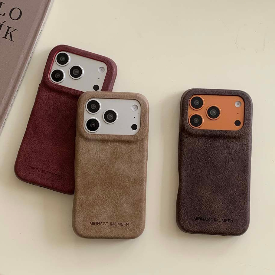 17ProMax แฟชั่นหนังสีน้ําตาลเคสโทรศัพท์สําหรับ iPhone 16Pro Max 15Pro Max 12 14Pro Max 13PROMAX