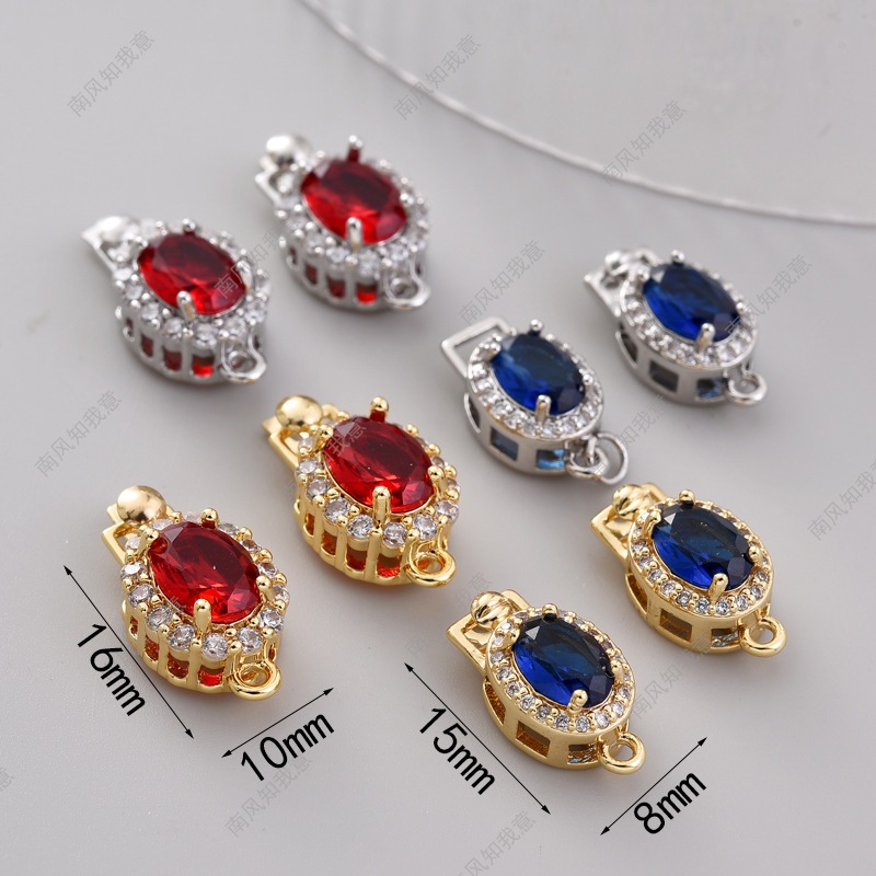 สร้อยคอมุกรูปไข่สีแดงและสีฟ้าพร้อมโซ่ แฮนด์เมดสำหรับสร้อยข้อมือ เสริมลุคแฟชั่นในสไตล์คุณ