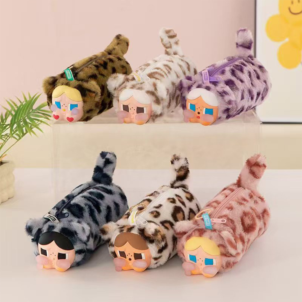 CRYBABY Ocelot Series Leopard Cat Head Vinyl Plush Pen Bag กระเป๋าแต่งหน้า