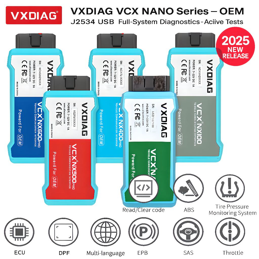 VXDIAG VCX NANO Series J2534 อินเทอร์เฟซวินิจฉัย USB OEM | Full-System Scan & Reset สําหรับ Toyota