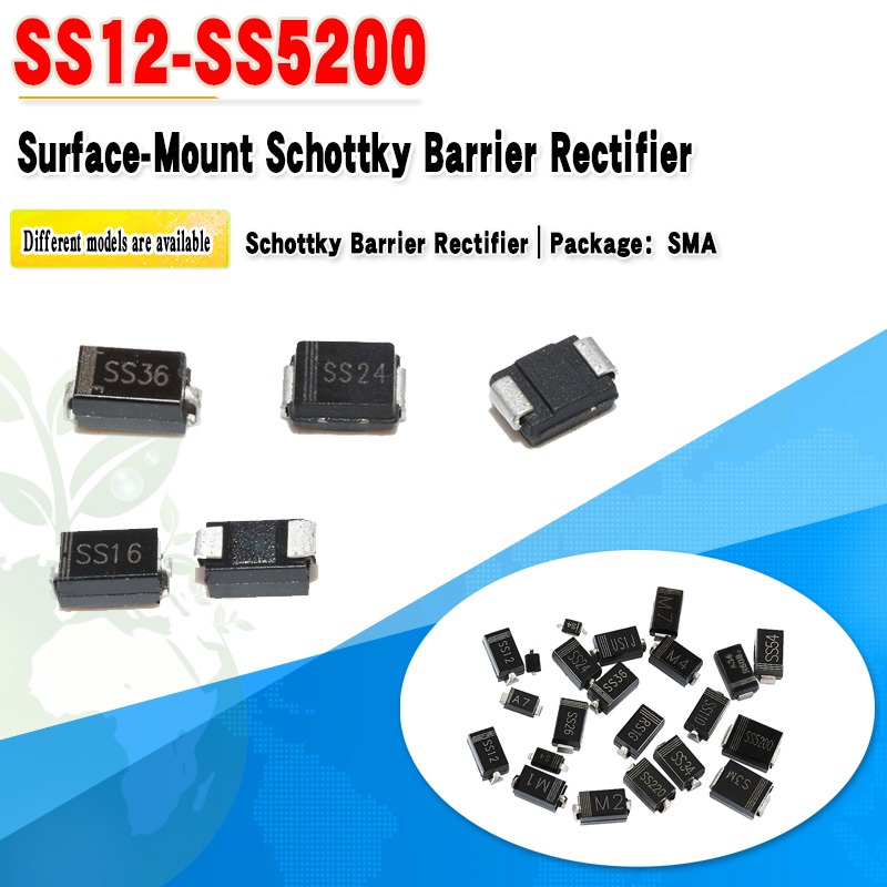 50 ชิ้น/ล็อต Schottky ไดโอด SMD SS12 SS14 SS16 SS24 SS26 SS34 SS36 SS54 SS110