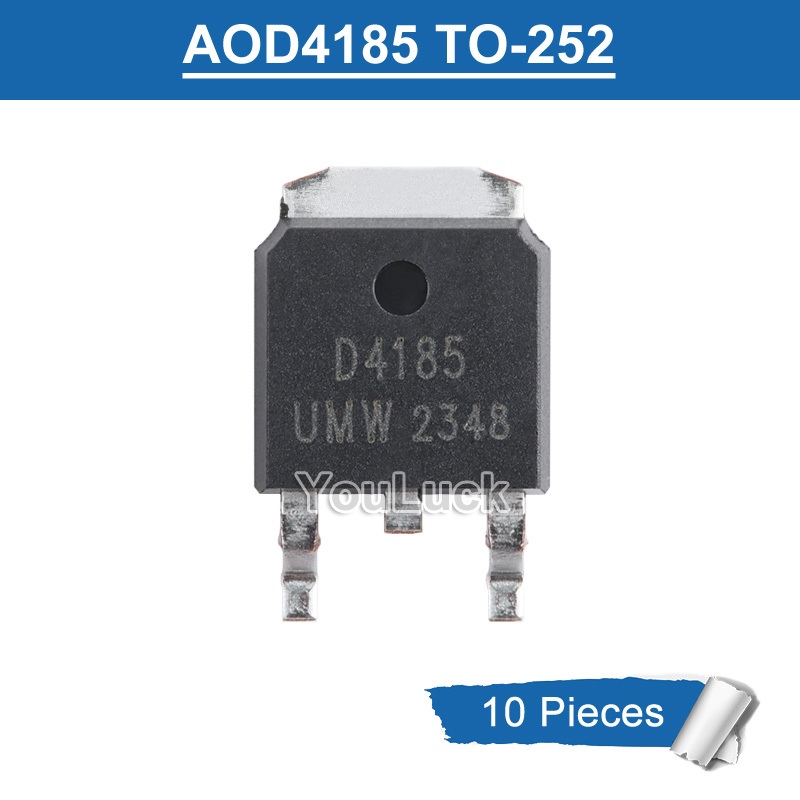 10pcs Original AOD4185 D4185 TO-252 40V/40A P-Channel MOSFET ใหม่