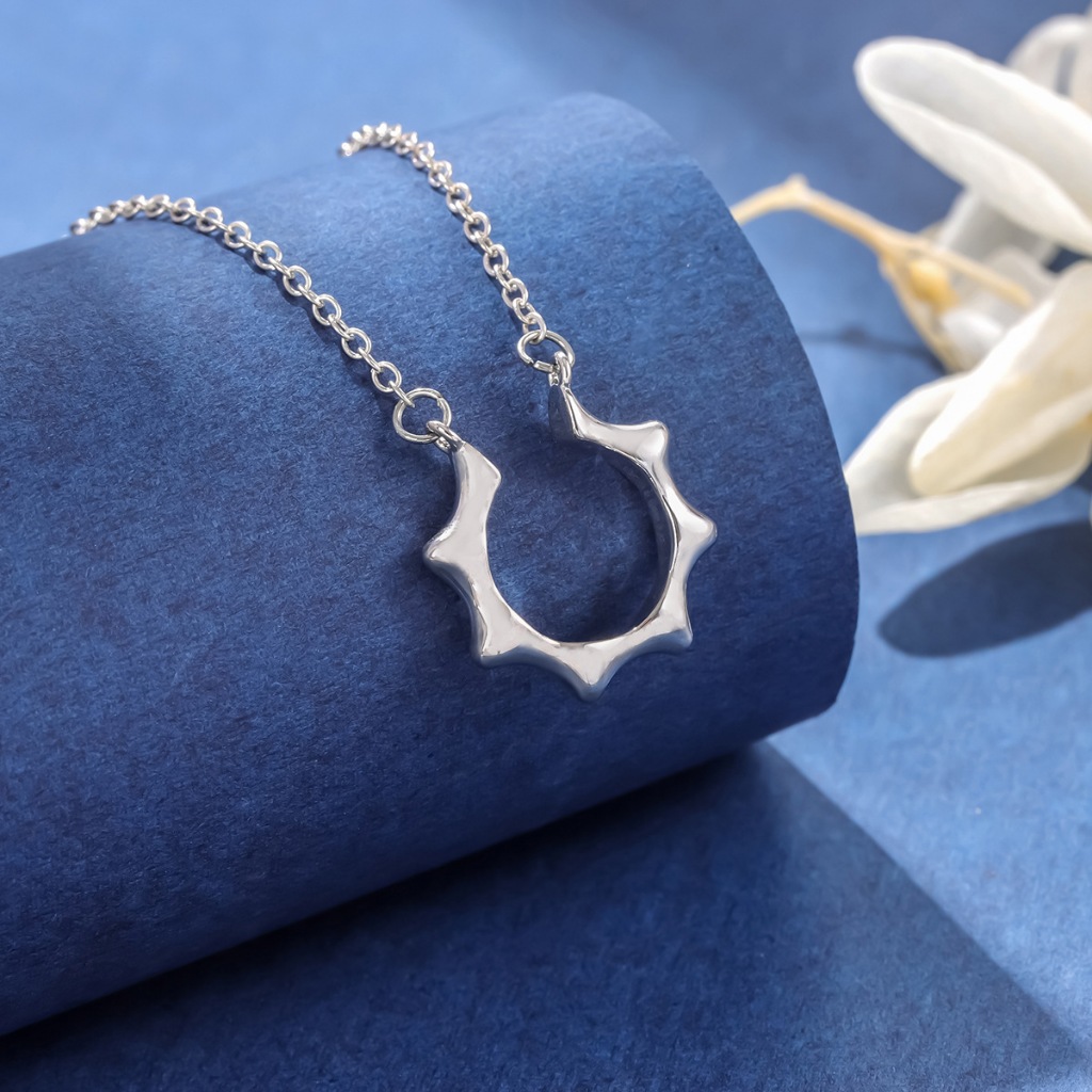 สร้อยคอมetalเงินแท้CN295 แบบใหม่ ทรงครึ่งวงกลมเรขาคณิต เครื่องประดับเสริมเสน่ห์สำหรับผู้หญิง