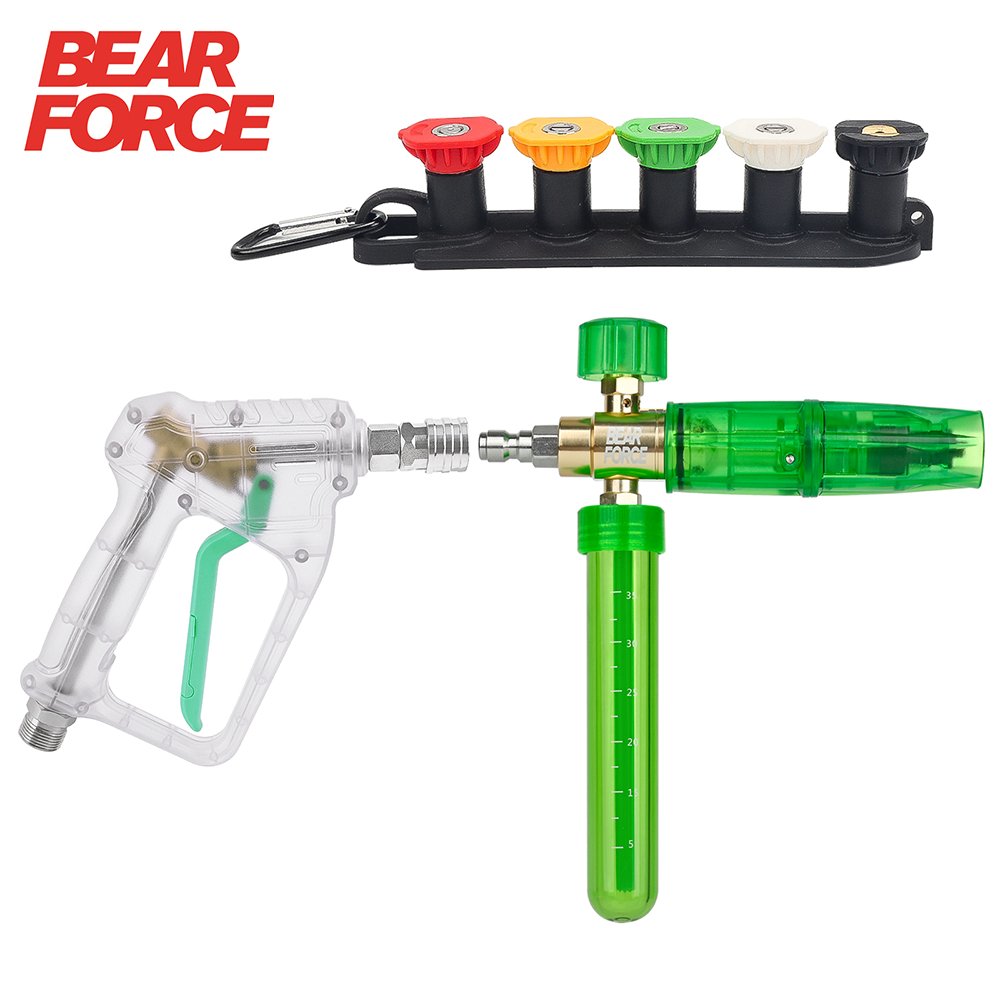 ชุดปืนฉีดน้ําแรงดันสูง-ปืนฉีดน้ําแรงดันสูงที่สะดวกสูงสุด 150 บาร์พร้อมขั้วต่อที่รวดเร็ว 1/4 "ชุดเคล็ดลับหัวฉีดสเปรย์ 5