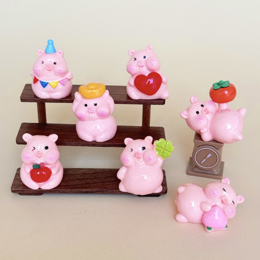 7ชิ้นน่ารักลูกหมูเรซิ่นเสน่ห์สําหรับ ทําเอง (13-58)