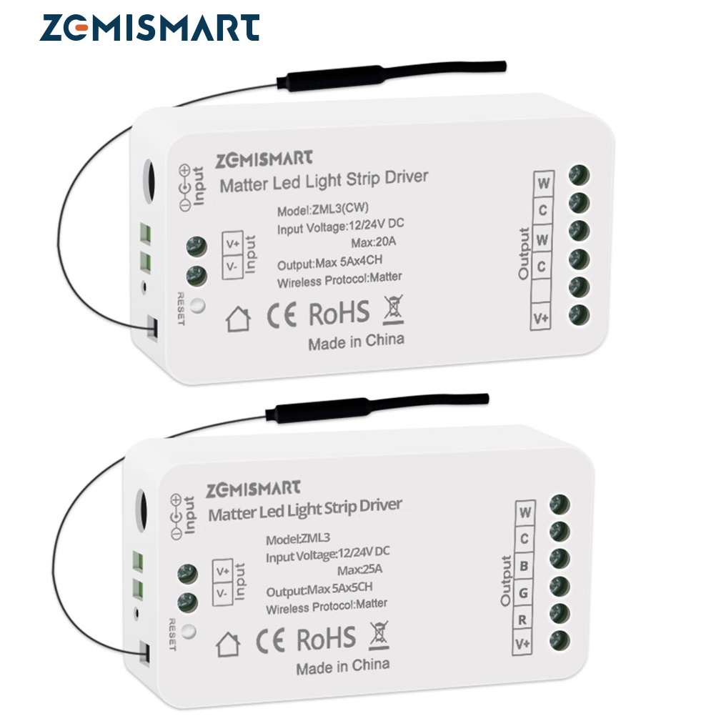 Zemismart Matter Wifi LED Light Strip Driver,DIY Light Controller สมาร์ท LED Driver,DC 12/24V สนับสนุน Smartthings Alexa Google Home App ควบคุม,Matter โคมไฟ 2700-6500k