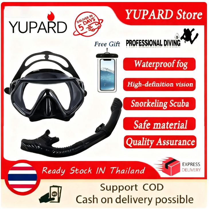 YUPARD ชุดดำ้น้ำตื้น มืออาชีพ มาพร้อมหน้ากากและแว่นตาดำ้น้ำ ใช้งานได้หลากหลาย เช่น การดำ้น้ำตื้น ว่ายน้ำ และตกปลา