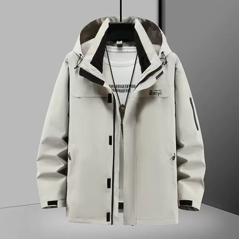 4เอ็กแอล-12เอ็กแอล ขนาดใหญ่เสื้อกันลมแจ็คเก็ตเสื้อผ้าผู้ชายขนาดใหญ่สไตล์อเมริกันสามหลักฐานแจ็คเก็ตกลางแจ้งผู้ชายฤดูใบไม้ร่วงบวกไขมันขนาดใหญ่ถนนสวมไขมันหลวมกันน้ํา กันลม ปี