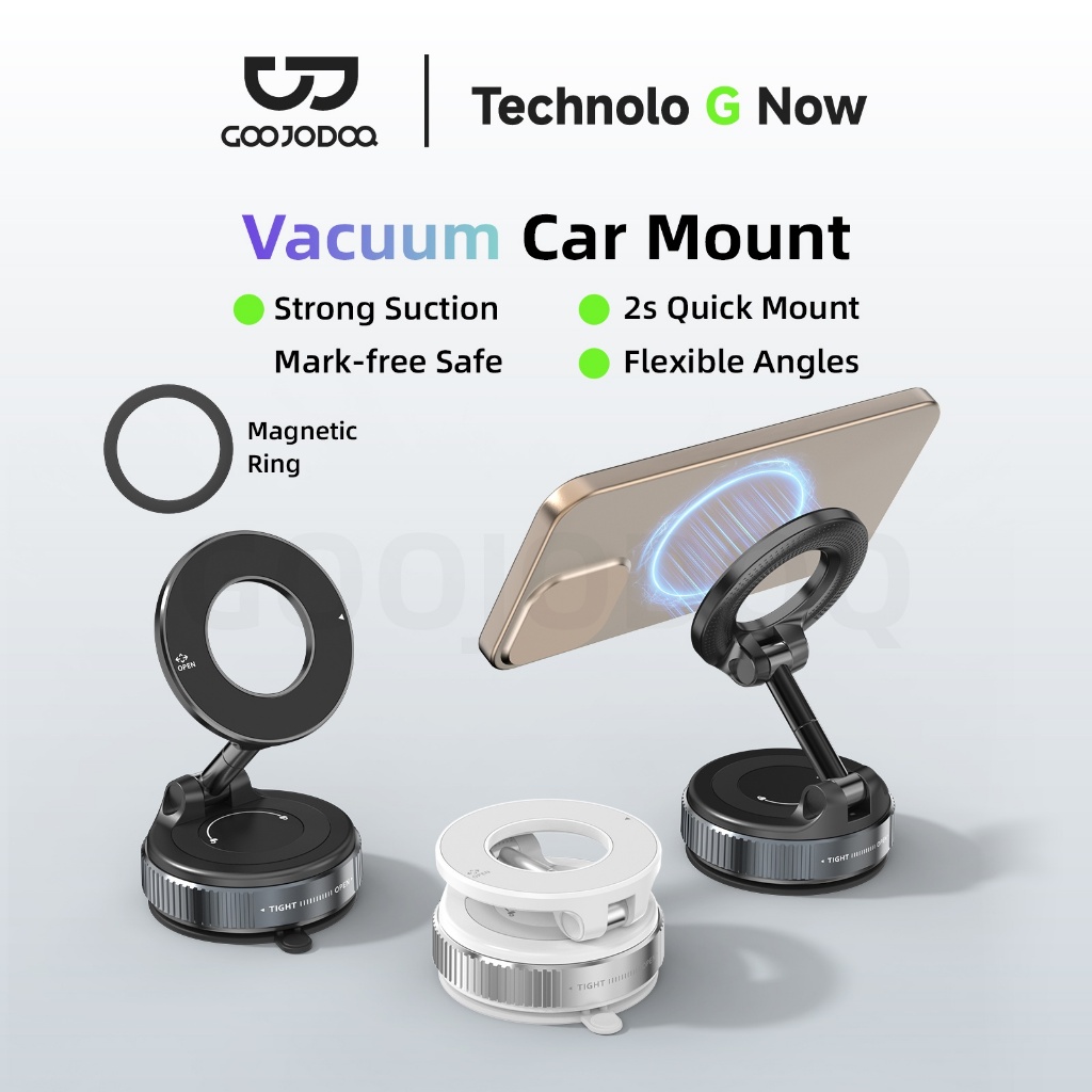 GOOJODOQ ติดตั้งรถตั้งแม่เหล็กถ้วยดูดสูญญากาศที่มีประสิทธิภาพมุมมองที่ยืดหยุ่นเข้ากันได้กับโทรศัพท์ทั้งหมด