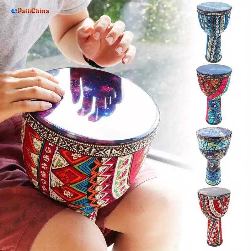 Djembe คาร์บอนไฟเบอร์ 8.5", Goatskin No-Tunning Hand Drum, น้ําหนักเบาสําหรับผู้ใหญ่และเด็กเริ่มต้น