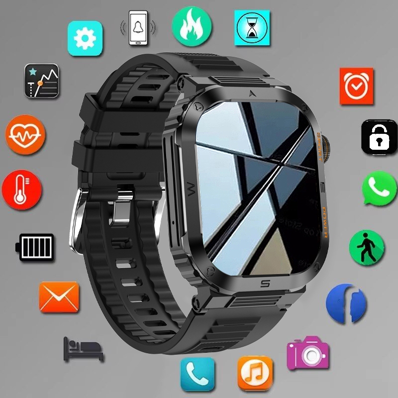 LIGE สมาร์ทวอท์ชผู้ชาย 100 + กีฬา IP68 กันน้ำบลูทูธการตรวจจับอัตราการเต้นหัวใจทนทานทหารสมาร์ทวอทช์สำหรับ Android และ IOS