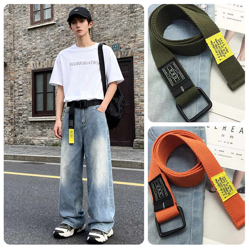 KINWOO Tooling Hip Hop Simple Unique All-Match Hong Kong Style Extended Canvas Belt Ready Stock Wholesale