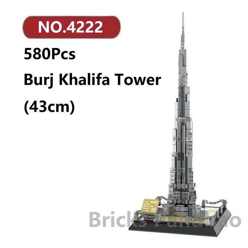 โรงแรม หอคอยกาหลิบ ของเล่นตัวต่อ 580ชิ้น WANGE โมเดลประกอบแล้ว