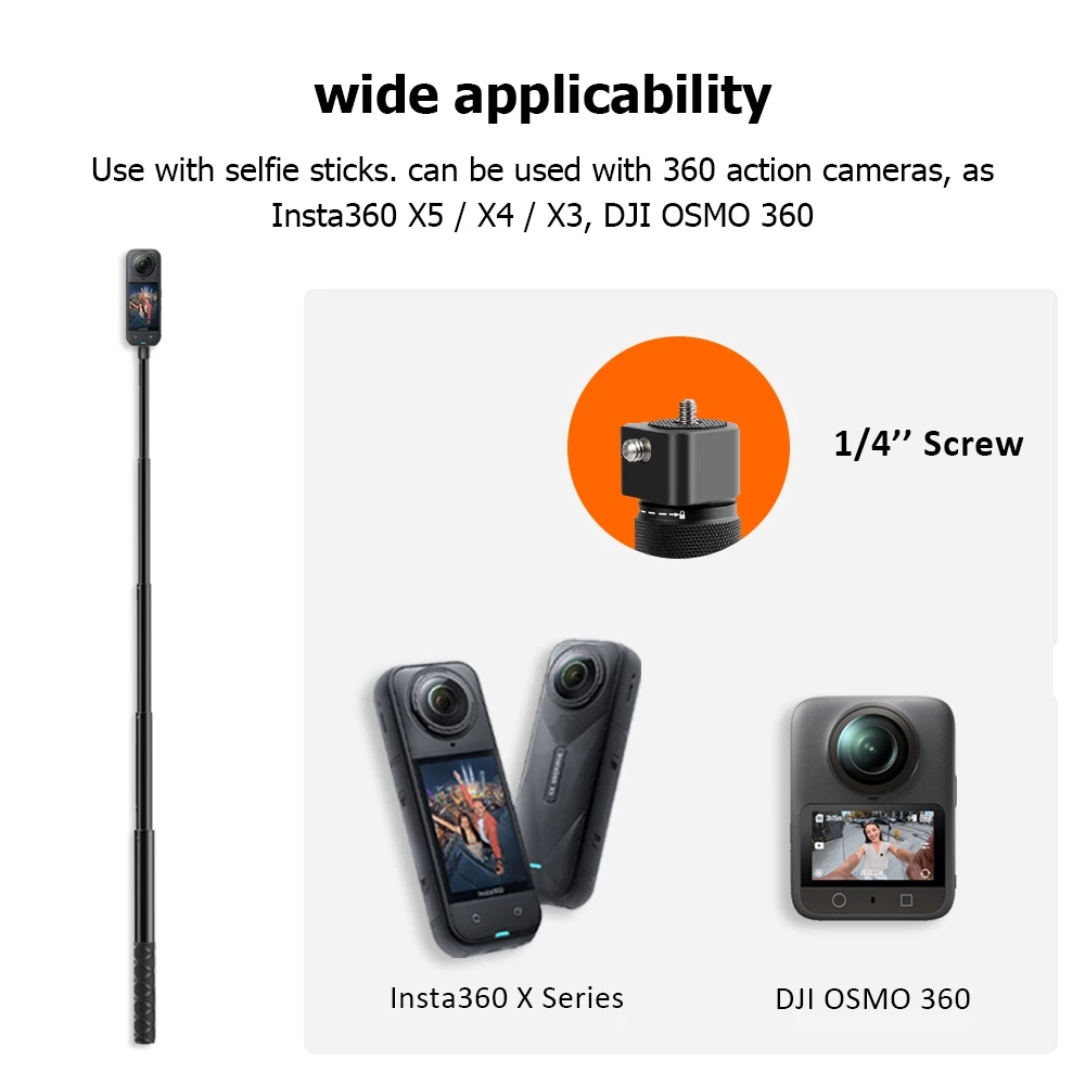 【พร้อมส่ง】ด้ามจับโรตารีขาตั้งขาตั้งกล้องตั้งโต๊ะสําหรับ DJI Osmo 360 / Insta360 X5 X4 X3 / อุปกรณ์เสริมสําหรับกล้อง Gopro พร้อมสกรู 1/4 thumbnail 3
