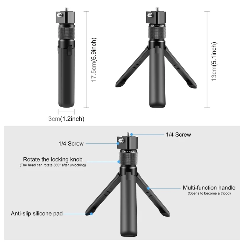 【พร้อมส่ง】ด้ามจับโรตารีขาตั้งขาตั้งกล้องตั้งโต๊ะสําหรับ DJI Osmo 360 / Insta360 X5 X4 X3 / อุปกรณ์เสริมสําหรับกล้อง Gopro พร้อมสกรู 1/4 thumbnail 9