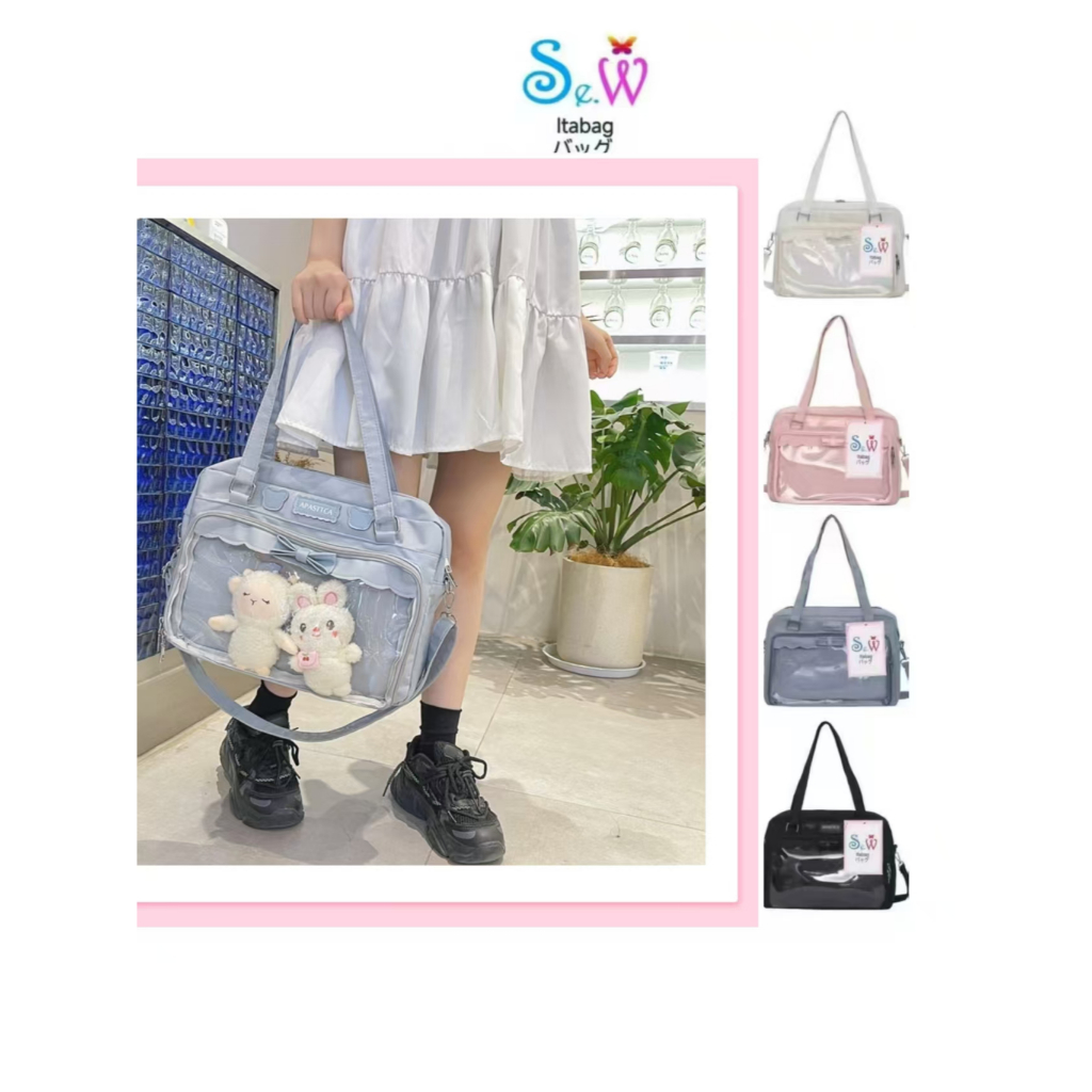 [พร้อมที่จะจัดส่ง] Se.W Itabag Women Bag Shoulder Bag Crossbody Bag กระเป๋าสตรีควรถุง กระเป๋าสลิง กระเป๋า Crossbody กระเป๋าโรงเรียน ไนล่อนความจุขนาดใหญ่สำหรับตุ๊กตา 20 ซม น้ำหนักเบา