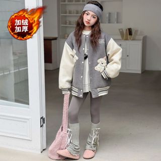 แจ็คเก็ตซับในขนแกะสำหรับเด็กผู้หญิง อายุ 3-14 ปี หนา สวมใส่ส…