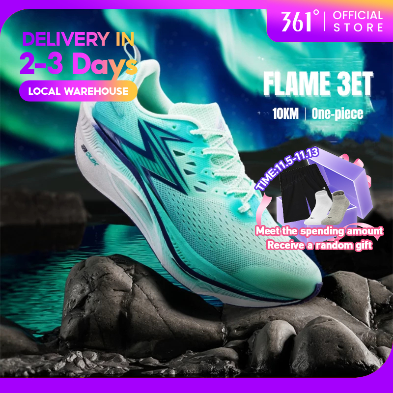 【จัดส่งในไทย】361 Degrees Flame 3 ET รองเท้าวิ่งผู้ชายระบายอากาศกันลื่นทนทาน 672512226F