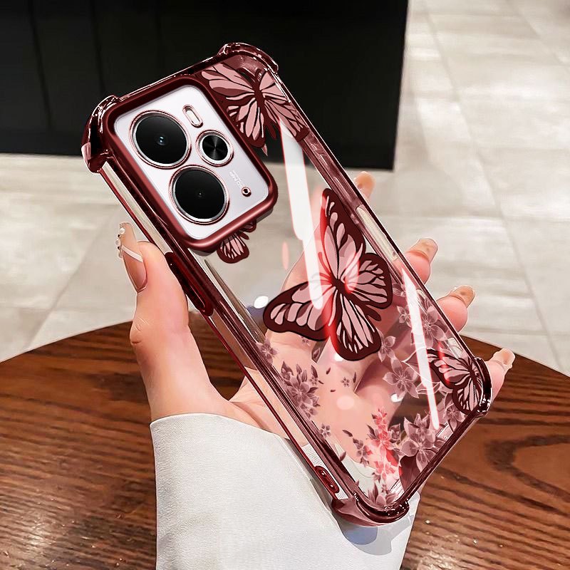 VRQR สําหรับ Oppo Realme 14T 14X 5G Realme 14 Pro Plus 5G Realme 14 Pro + 5G หมึกล้างดอกไม้ผีเสื้อโป