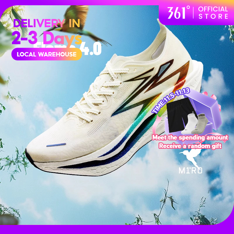 361Degrees Flame 4.0 ผู้ชายผู้หญิงรองเท้าวิ่งมืออาชีพมาราธอน 672512205 672512254