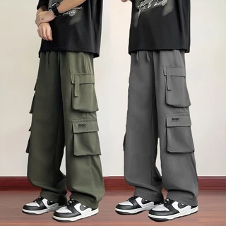 กางเกงคาร์โก้ผู้ชาย ขนาดใหญ่หลวม All-Match Straight Loose Fit มี 3 สี รองรับเก็บเงินปลายทาง