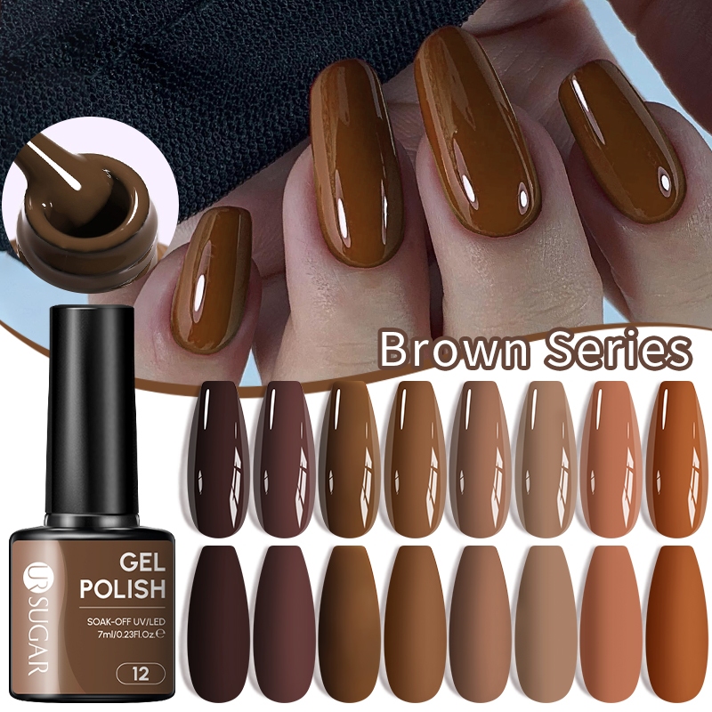UR SUGAR สีทึบเจลยาทาเล็บ 100 สีสีน้ําตาลเล็บเจล Soak Off UV LED เจลกึ่งถาวร Glitter เคลือบเงาสําหรับเล็บเล็บ Salon GEL