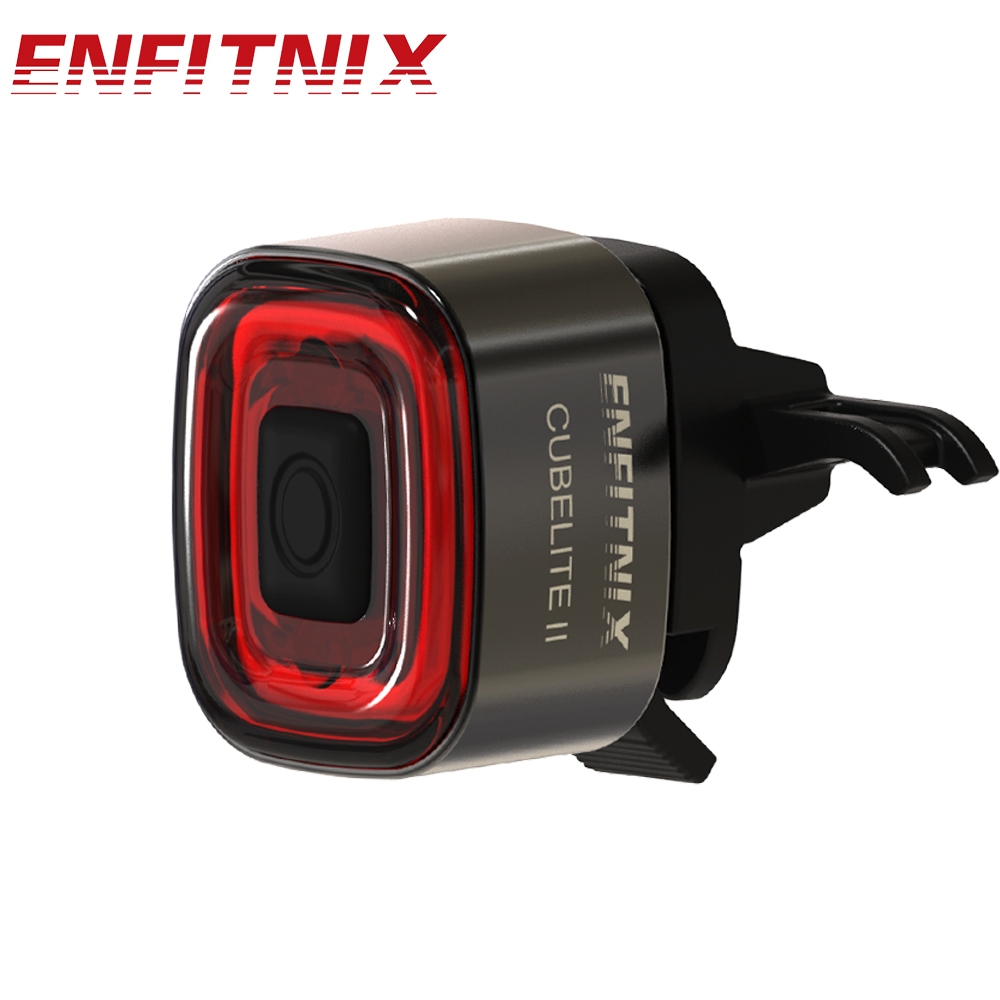 ENFITNIX CUBELITE II สมาร์ทเบรคไฟท้ายจักรยาน Auto Ambient Light Detection USB-C ชาร์จไฟเตือนจักรยาน IPX5 กันน้ํา MBT จักรยานเสือหมอบ Night Ride ขี่จักรยานด้านหลัง