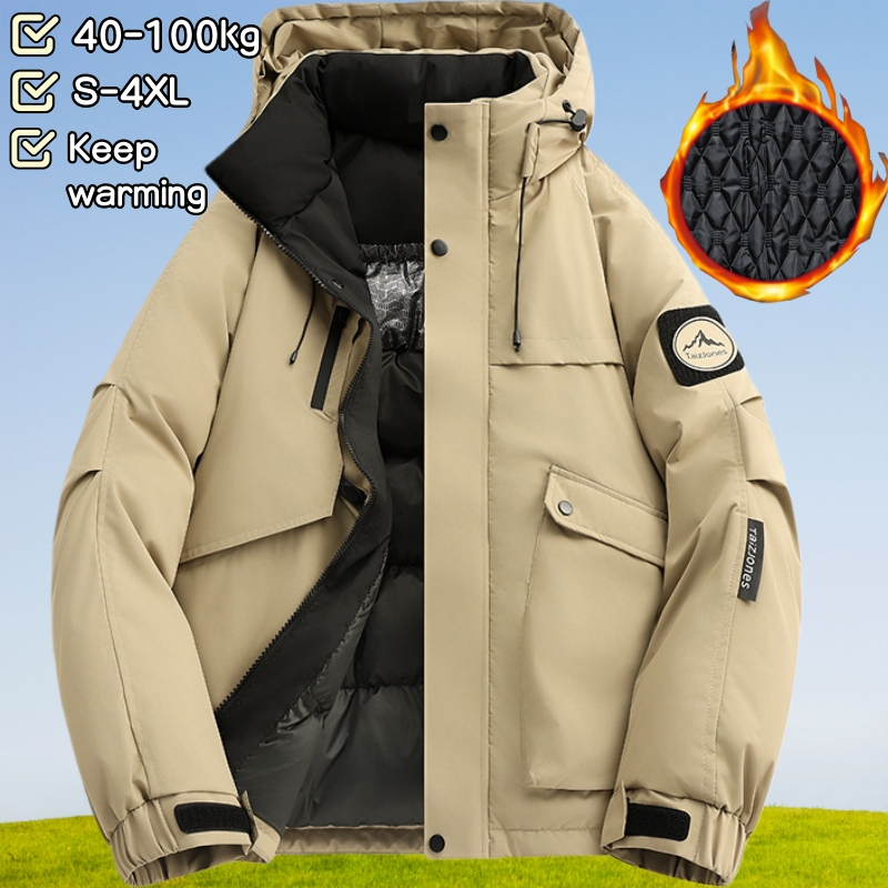 [สวมใส่ 40-100 กก.] ส-4เอ็กแอล แนวโน้มฤดูหนาว บวก ขนาด บวก ขนแกะหนา คลุมด้วยผ้า หลวมผ้าฝ้ายเสื้อผ้าผู้ชายสบายๆ กันลม ไขมันผ้าฝ้ายเสื้อผ้ - รูปที่ 3