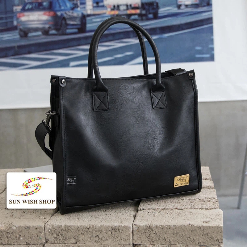 🌞SUNWISH🌞 -Threebox - No.6424 กระเป๋าเอกสารผู้ชายหนังกระเป๋าสะพายเกาหลีกระเป๋าสะพายข้างกระเป๋า Ipad